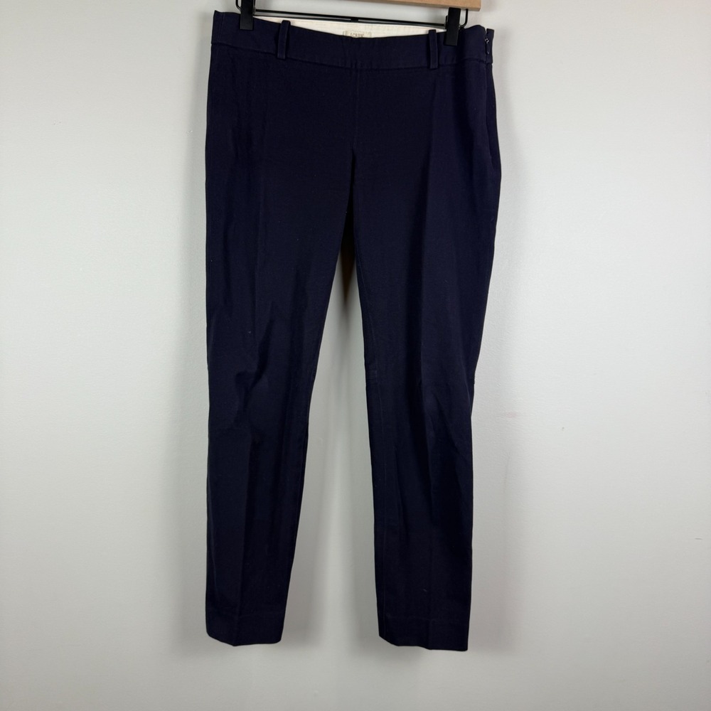 J.Crew City Fit Pants Womens 2 Navy Blue Stretch Straight Leg Flat Front Classic